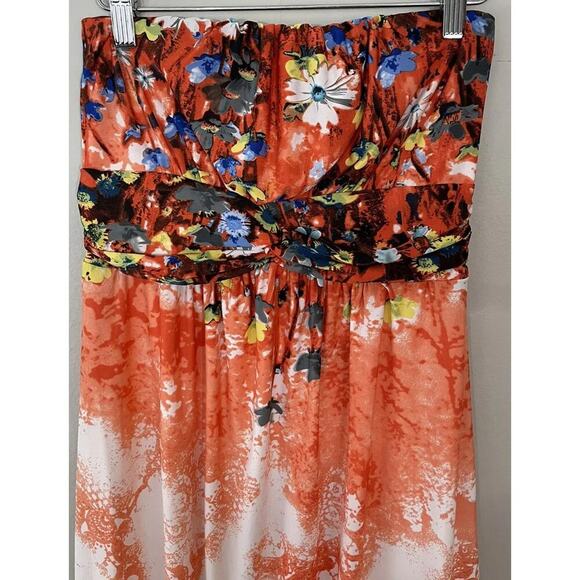 Caroline Morgan Strapless Colorful Dress Floral Print Strapless Size AUS10 Boho - Picture 3 of 8